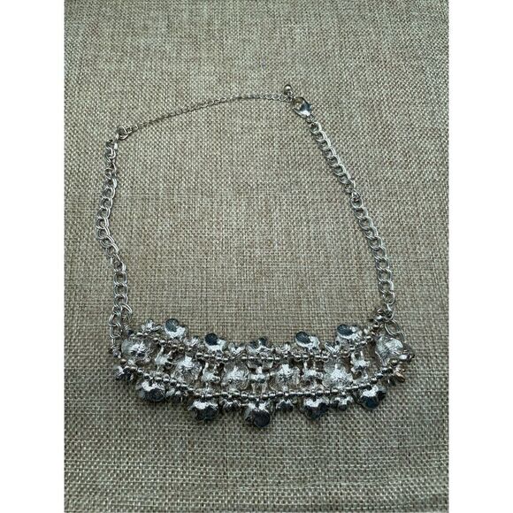 Retro Chunky Rainbow Glass diamanté choker necklace Floral Spring Summer - Picture 4 of 7